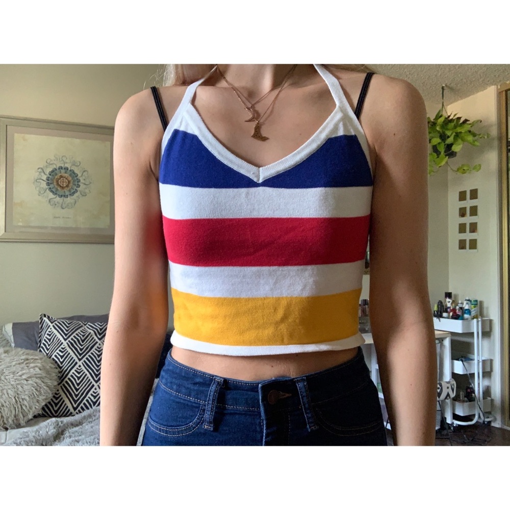 Striped knit halter